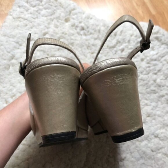 Walking Cradles TAN/NUDE Natasha Peep-Toe Slingback Lizard - Picture 2 of 8